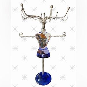 Lucite Purple/Clear/Blue Mannequin Jewelry Holder